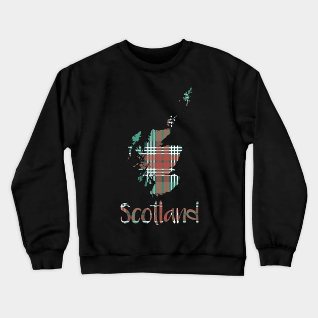 Scotland Christmas Tartan Map Typography Design Crewneck Sweatshirt by MacPean